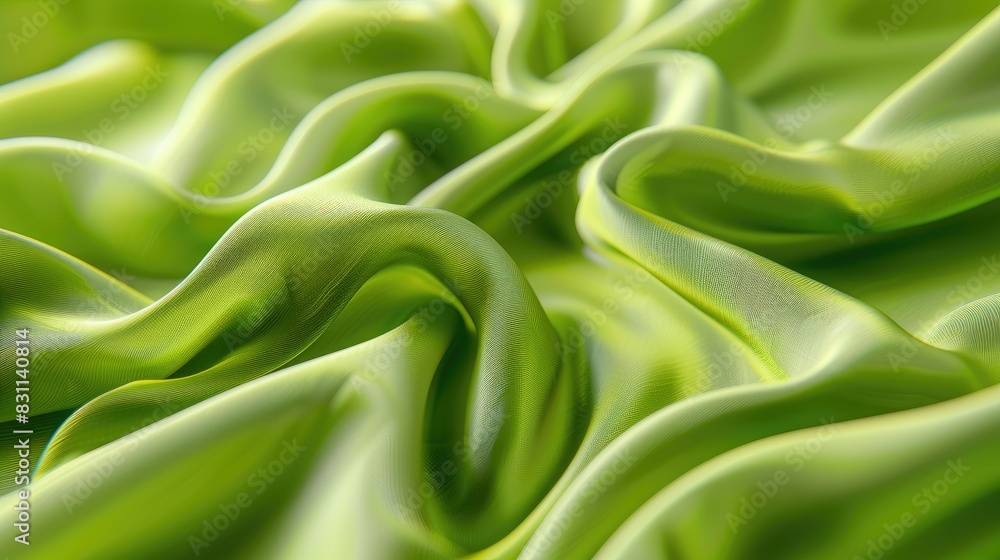 Abstract background of wavy cotton fabric in bright green shade Abstract background of wavy cotton fabric in bright green shade