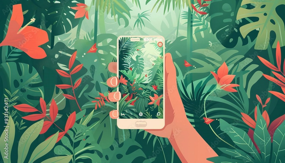Generate a visual of an AR app for identifying plants and animals in