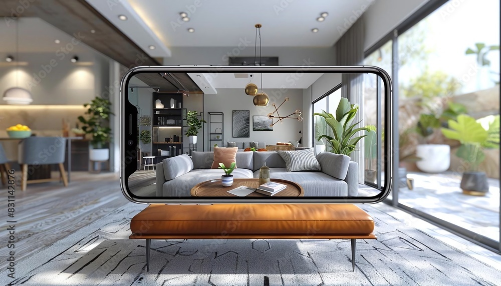 Illustrate the application of AR in interior design, allowing users to ...