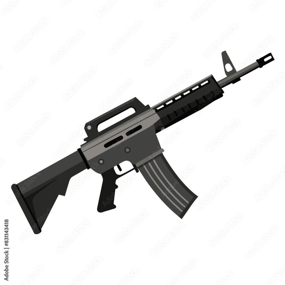 Vector Illustration of a Modern Assault Rifle perfect for military, tactical, and firearms designs Vector Illustration of a Modern Assault Rifle perfect for military, tactical, and firearms designs