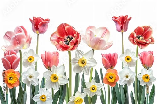 Various colored blooms in vase on table