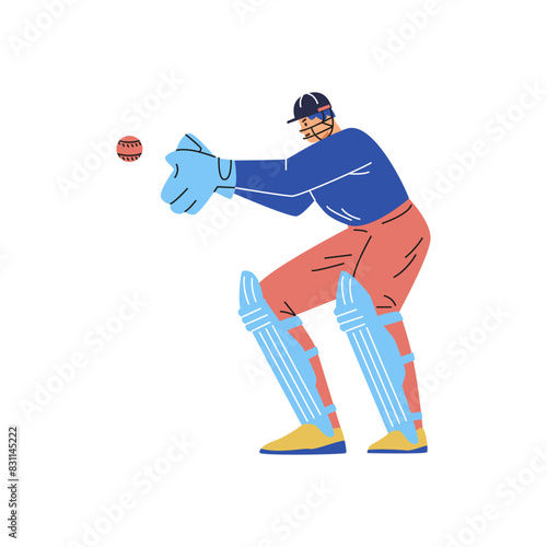 Vector illustration of a cricket bowler on an isolated background.