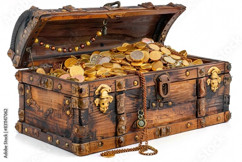 Riches in chest - gold coins, chain photo