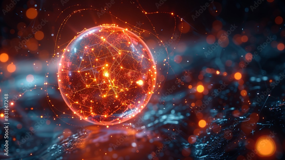 Artistic representation of quantum entanglement within an AI network, highlighting the interaction of quantum physics and artificial intelligence at the atomic level. Minimal and Simple style Artistic representation of quantum entanglement within an AI network, highlighting the interaction of quantum physics and artificial intelligence at the atomic level. Minimal and Simple style