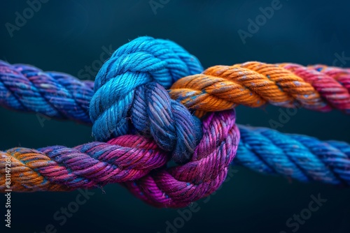 Close-up of knotted rope photo