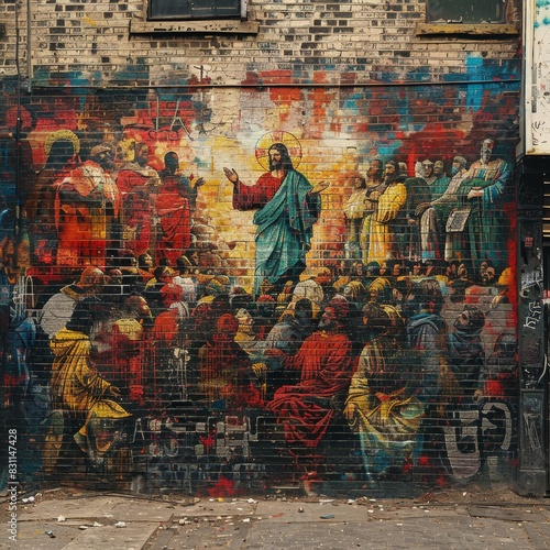 Bold Graffiti-Style Mural of the Sermon on the Mount

