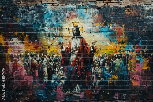 Bold Graffiti-Style Mural of the Sermon on the Mount  