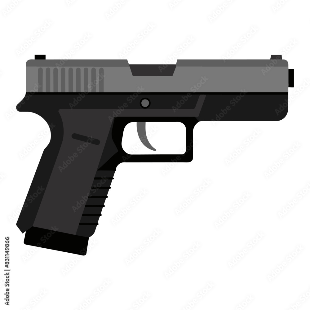 Vector Illustration of SemiAutomatic Handgun Clipart for Design Projects Vector Illustration of SemiAutomatic Handgun Clipart for Design Projects