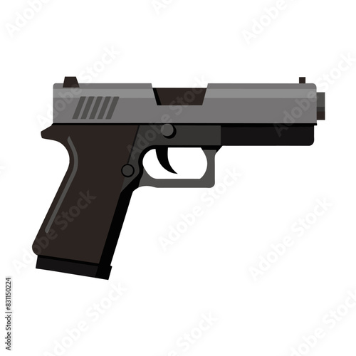 Vector Illustration of SemiAutomatic Handgun Clipart for Design Projects