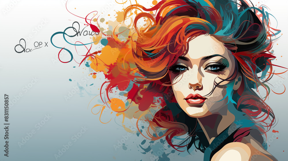 Vibrant Artistic Portrait of a Woman with Colorful Hair