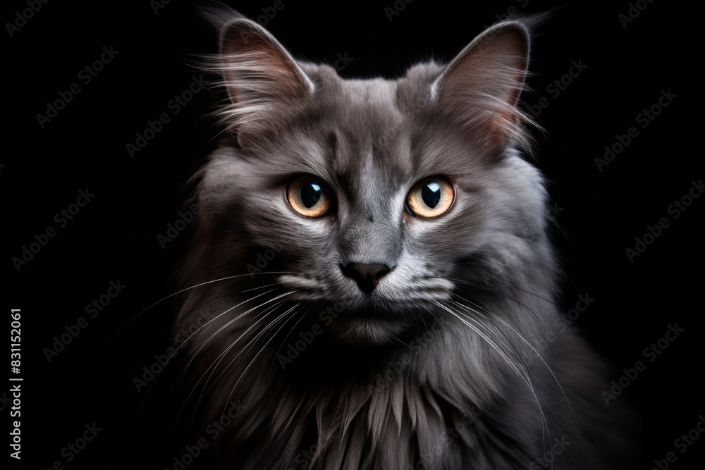 Portrait of a cute nebelung cat isolated on white background Portrait of a cute nebelung cat isolated on white background