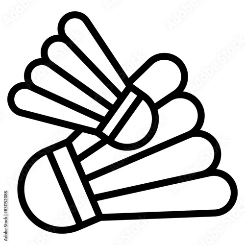Badminton birdie icon, linear design of shuttlecock

