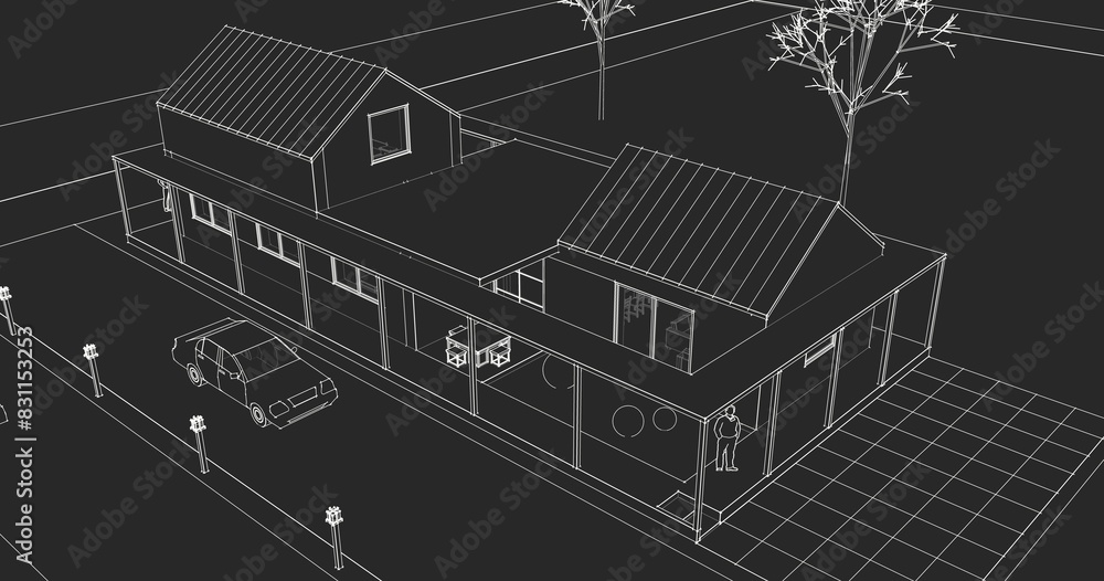Fototapeta premium traditional residential house 3d rendering