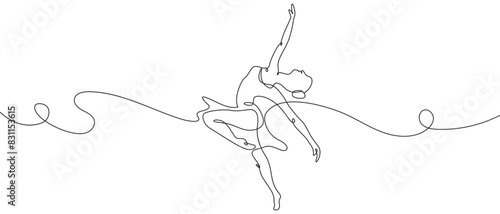 ontinuous line drawing of woman ballet dancer. Woman ballet dancer line art style vector illustration