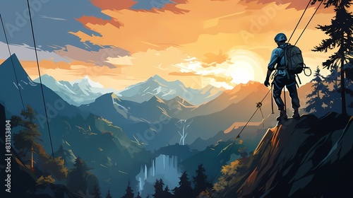 Design a poster showcasing adventure activities like zip-lining and rock climbing photo
