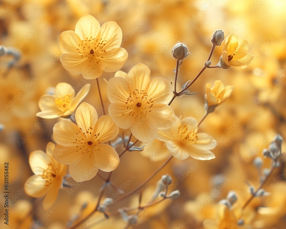 flowers leaves yellow background flowers leaves yellow background