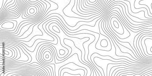 Abstract topography contour map background design .modern design with white background and black wave lines .geography contour map linear background vector illustration .