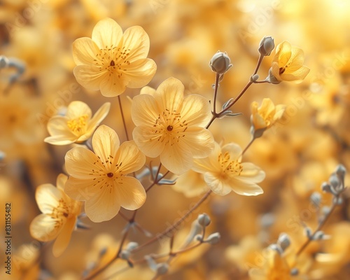 flowers leaves yellow background