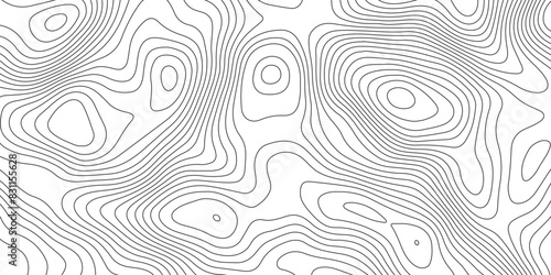 Abstract topography contour map background design .modern design with white background and black wave lines .geography contour map linear background vector illustration .