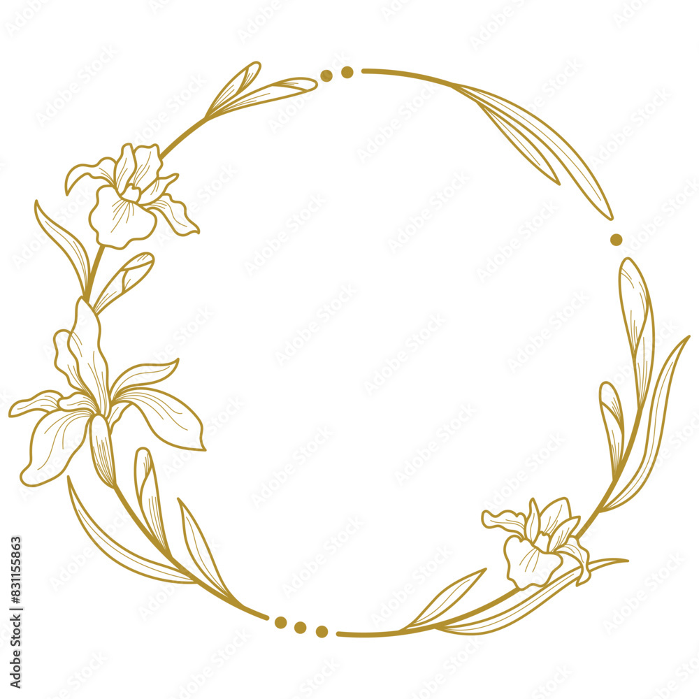 Circle frame of flowers and leaves. for wedding cards, birthday cards Circle frame of flowers and leaves. for wedding cards, birthday cards