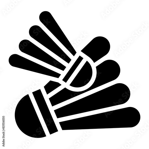 Badminton birdie icon, solid design of shuttlecock

