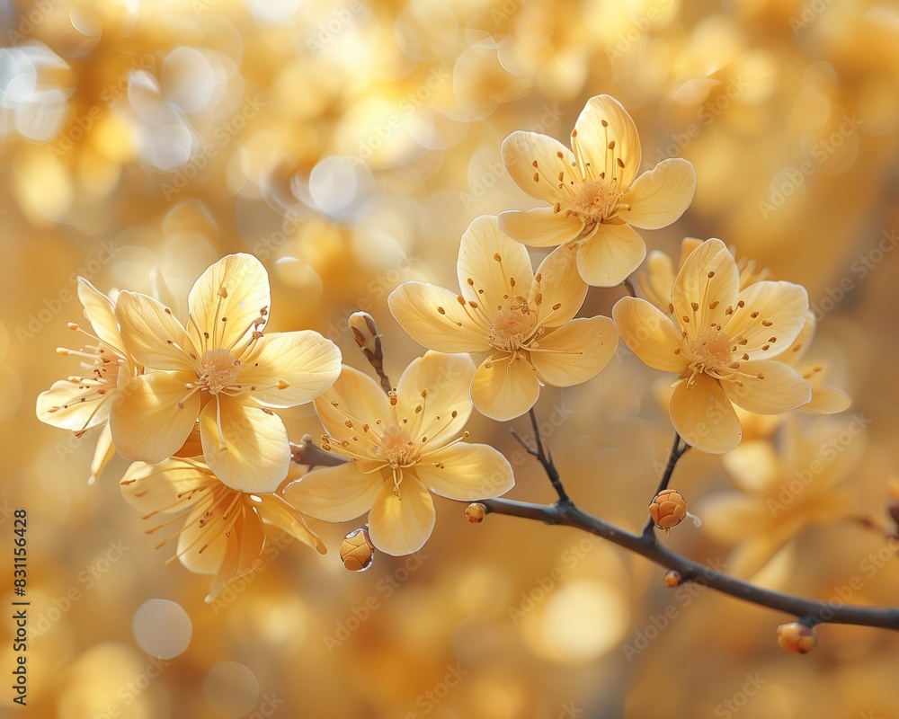 flowers leaves yellow background flowers leaves yellow background
