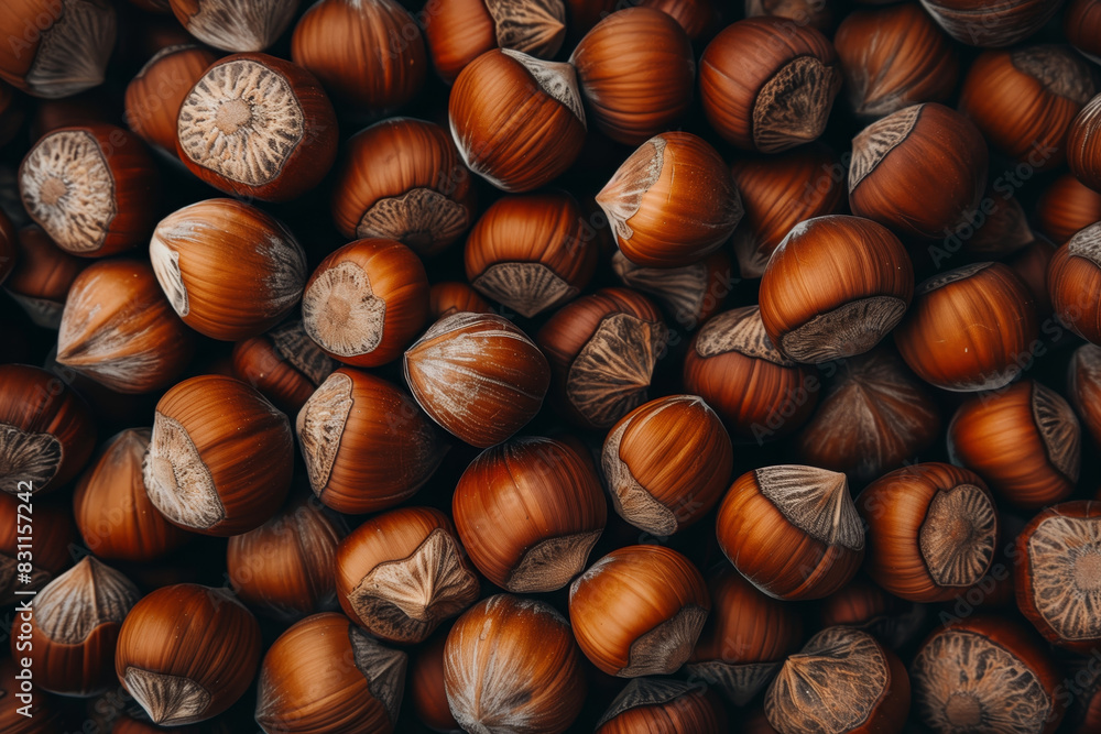 Nuts background, pile of brown hazelnuts Nuts background, pile of brown hazelnuts