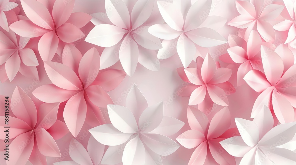 abstract pink and white geometric floral 3d wall texture mothers day background illustration