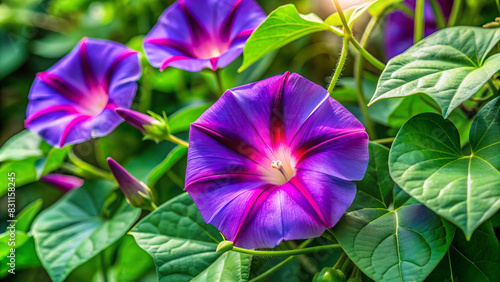 Floral background with purple morning glory