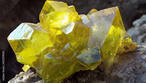 Yellow crystals of sulfur.