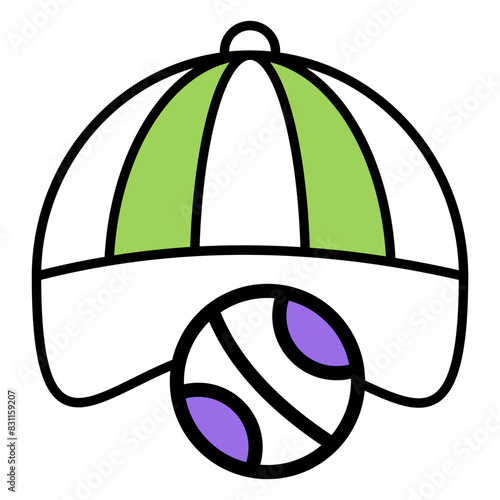 Cap with ball, icon of sports accessories 

