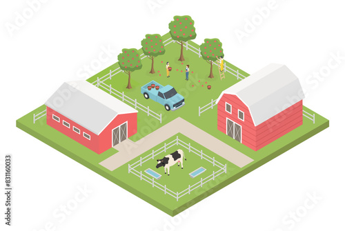Wallpaper Mural Flat 3d isometric farm. Isometric block. Land and city map constructor elements isolated on white background. Build your own infographic collection. Vector illustration. Torontodigital.ca