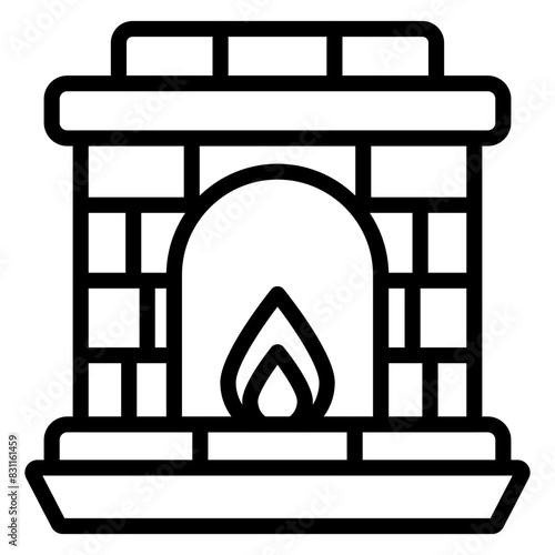 A linear design icon of fireplace

