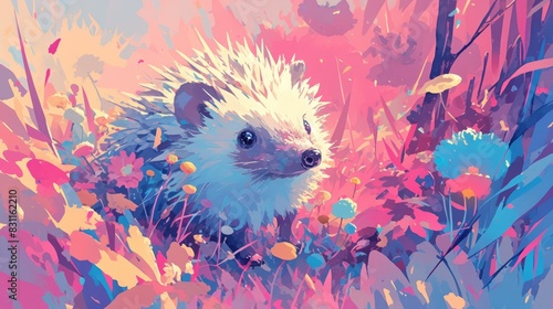 A lively vibrant pink hedgehog