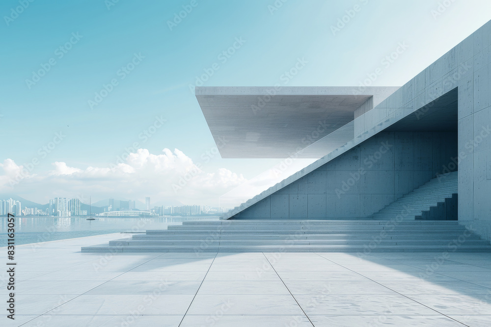 Concrete steps and buildings on the square,Empty architectural background.
Concrete steps and buildings on the square,Empty architectural background.