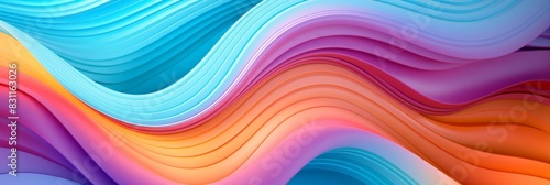 Abstract colorful waves with smooth  flowing layers creating a dynamic gradient effect  horizontal illustration Modern art  vibrant design  fluid motion  layered texture  psychedelic visuals