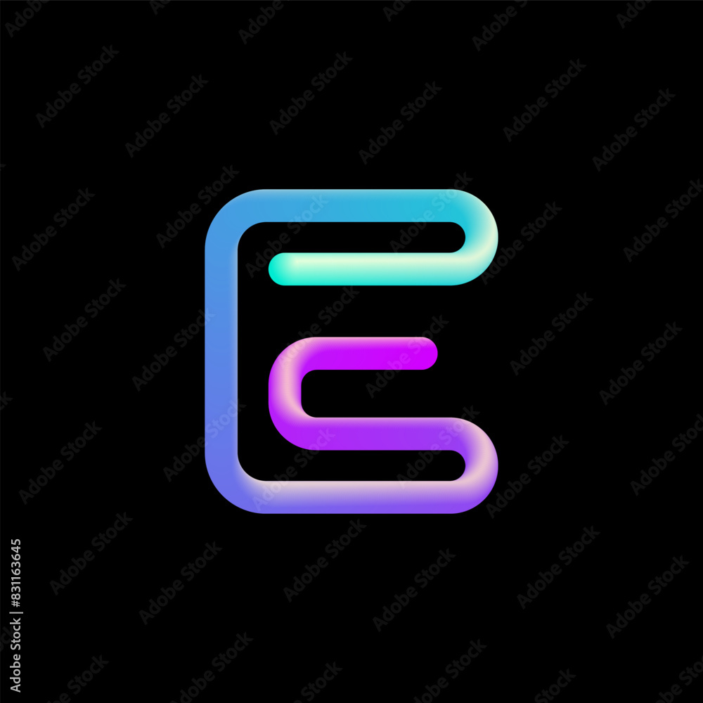 3d letter E, alphabet font made from volumetric tubular 3d letter E, alphabet font made from volumetric tubular
