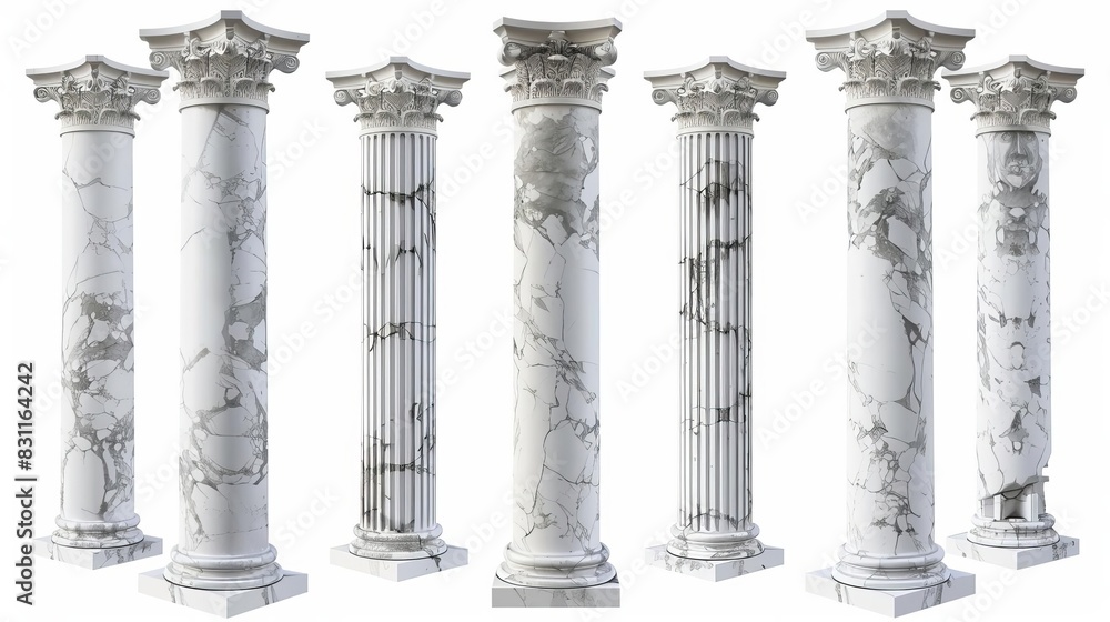 classical white marble columns isolated on white background ancient greek or roman architecture elements cut out 3d rendering classical white marble columns isolated on white background ancient greek or roman architecture elements cut out 3d rendering