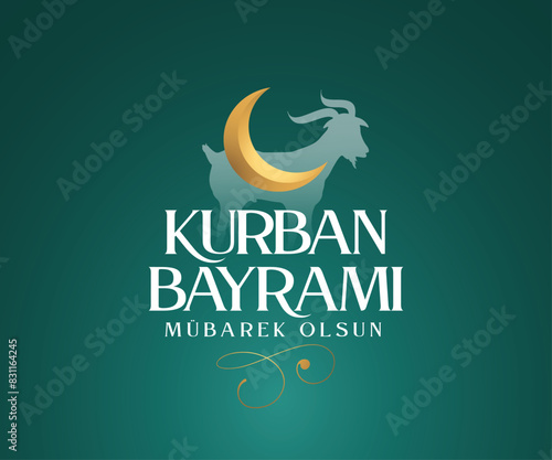 Kurban Bayramınız Kutlu Olsun. Translation: (Eid al-Adha Mubarak) Feast of the Sacrifice Greeting.  Holy days of muslim community.