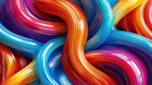 Pattern of colorful curved tubes on abstract backgrounds photo