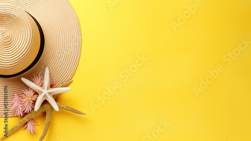 Yellow colored summer vacation, travel and summer holiday background.