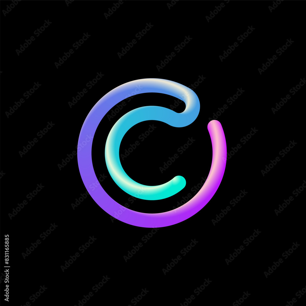 3d letter O, alphabet font made from volumetric tubular 3d letter O, alphabet font made from volumetric tubular