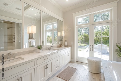 Large Frameless Mirrors Above Vanity  