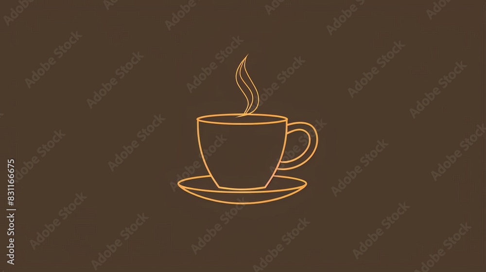 Obraz premium continuous line sketch of steaming coffee mug minimalist cafe logo design