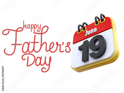 19 June Happy Father's Day poster or banner template. Happy Father’s Day Calligraphy greeting card. Vector illustration. Happy father`s day vector lettering background. photo