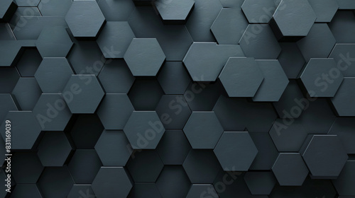Panel kuchenny z motywem Abstract black geometric background with hexagon pattern, dark grey textured wallpaper for design and presentation