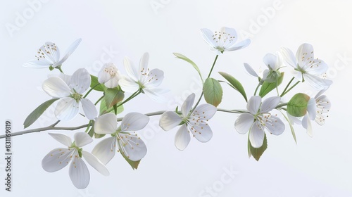 delicate amelanchier blossoms in full bloom isolated on pure white background highresolution 3d render photo