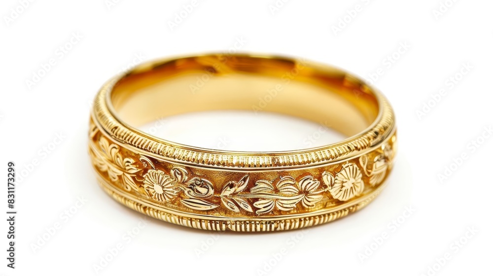 elegant golden wedding ring isolated on white background jewelry photography elegant golden wedding ring isolated on white background jewelry photography