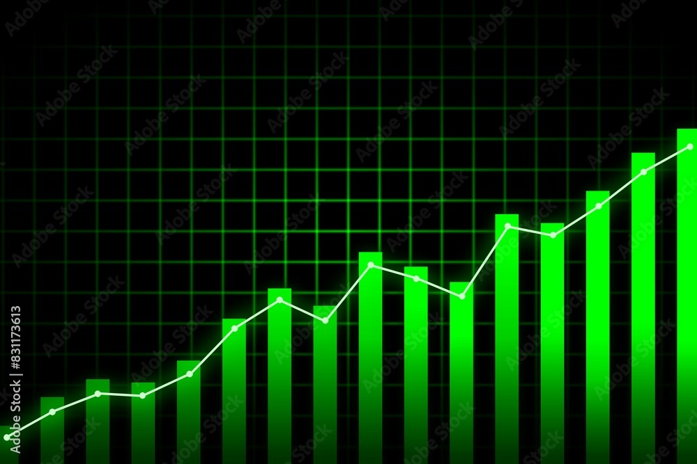 Green growth chart background for business and finance, investments, stock market, start up. Global market growing graph Green growth chart background for business and finance, investments, stock market, start up. Global market growing graph