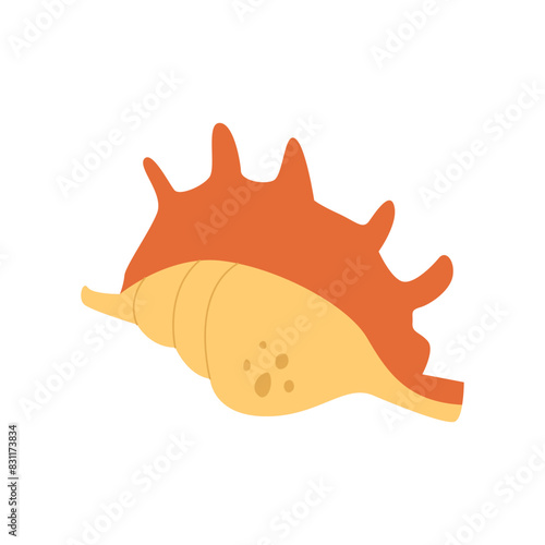Sea Shell.  Modern Flat Vector  Illustration of Seashell Isolated on White Background.